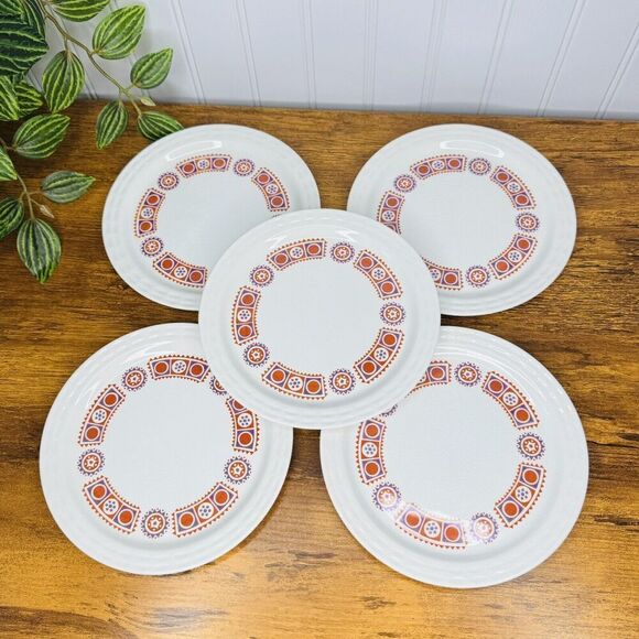 5 Myott CAROUSEL 7” Dessert Salad Plate Tharaud Designs England MCM Mid Century - Picture 1 of 8